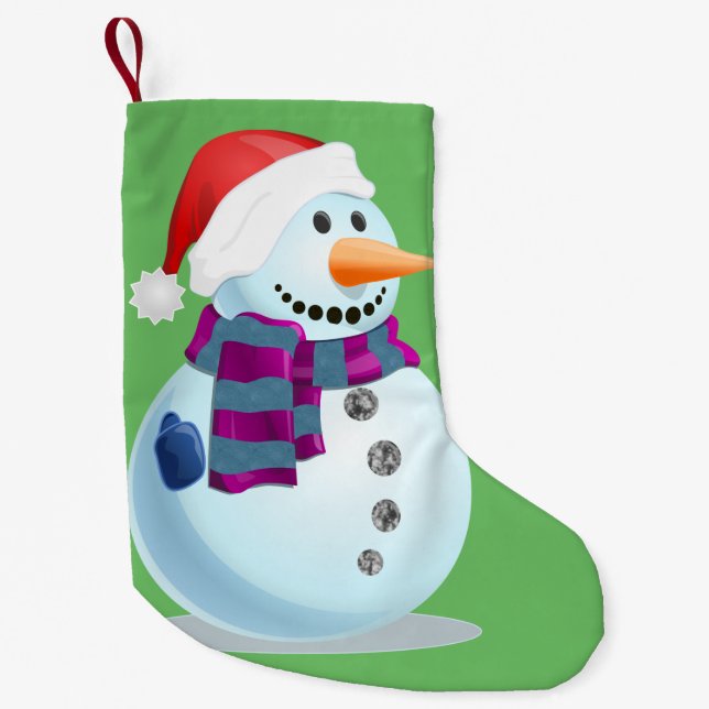 Meia De Natal Pequena Jolly Snowman (Frente)