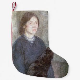 Meia De Natal Pequena Jovem Segurando um Gato Negro (por Gwen John)