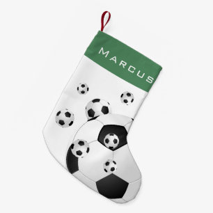 Meia De Natal Pequena Jovens de futebol se divertem em verde