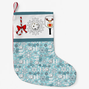 Meia De Natal Pequena Joy Reindeer Azul e Branco no Natal