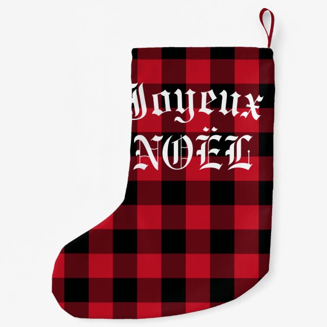 Meia De Natal Pequena Joyeux Noel French Red Buffalo Check (Verso)