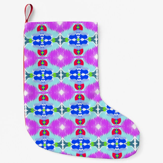 Meia De Natal Pequena Kaleidoscópio Flor Azure (Frente)