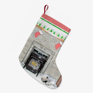 Meia De Natal Pequena Keeshond Christmas Puppy Dog by Lareira Painting
