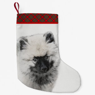 Meia De Natal Pequena Keeshond Puppy Drapy - Arte Cachorro Original Boni