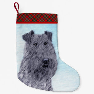 Meia De Natal Pequena Kerry Blue Terrier pintando uma pintura cãozinha o