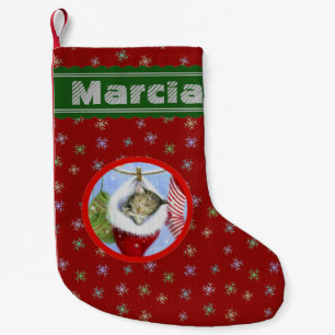 Meia De Natal Pequena Kitten de Natal Personalizado