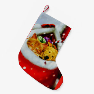 Meia De Natal Pequena Kitten Natal e Puppy Stocks