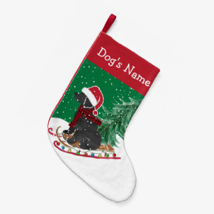 Meia De Natal Pequena Labradoodle Personalizado Sled de Natal