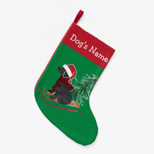 Meia De Natal Pequena Labradoodle Personalizado Sled de Natal