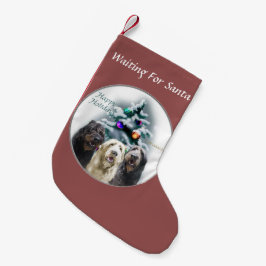 Meia De Natal Pequena Labradoodle Trio Christmas
