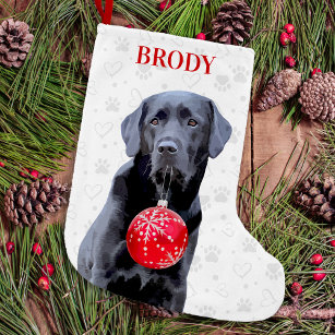 Meia De Natal Pequena Labrador Retriever Pet Dog Paw Imprime Natal