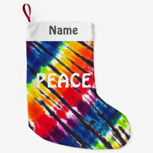 Meia De Natal Pequena Laço-Tintura do arco-íris personalizada