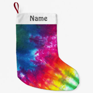 Meia De Natal Pequena Laço-Tintura do arco-íris personalizada