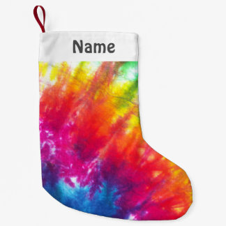 Meia De Natal Pequena Laço-Tintura do arco-íris personalizada