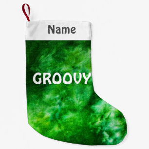 Meia De Natal Pequena Laço-Tintura verde Groovy personalizado