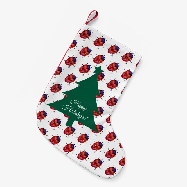 MEIA DE NATAL PEQUENA LADYBUG ART (Frente (Pendurada))