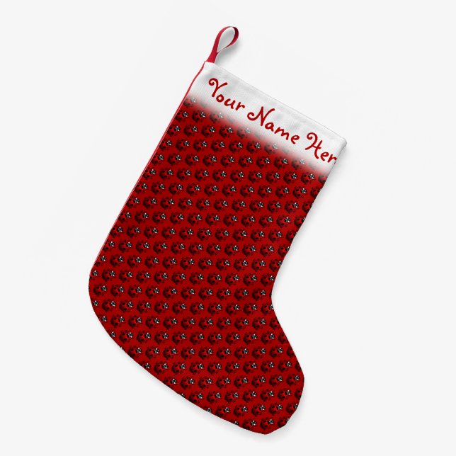 Meia De Natal Pequena Ladybug Christmas Stocks Personalizado Ladybird (Frente (Pendurada))