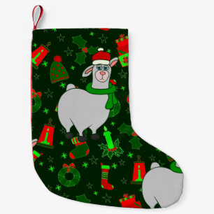 Meia De Natal Pequena lama santa claus alpaca de natal feio