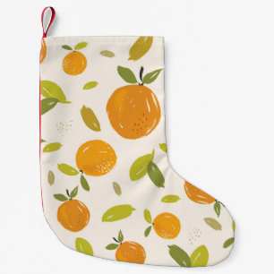Meia De Natal Pequena Laranjas pintadas à mão design de fruta de padr
