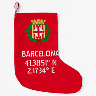 Meia De Natal Pequena Latitude e Longitude de Barcelona Brasão de Armas