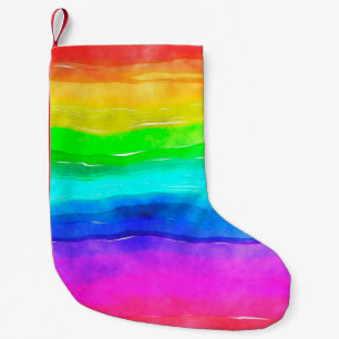 Meia De Natal Pequena Lavagem de tintas aquáticas com aquarela