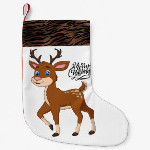 Meia De Natal Pequena Leopard Print Reindeer Stocks de Natal