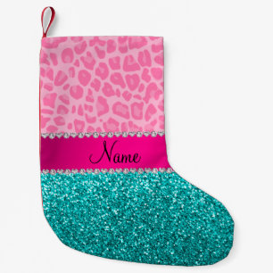 Meia De Natal Pequena Leopardo-da-rosa claro