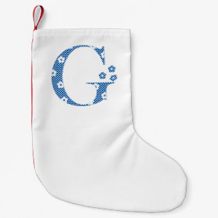 Meia De Natal Pequena Letra padrão da ventoinha G (azul)