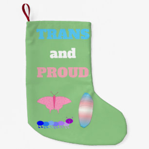 Meia De Natal Pequena LGBTQIA Transgênero Orgulho Lagarta para Borboleta