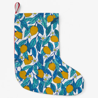 Meia De Natal Pequena Limão Sangrento: Design Floral de Aquarela.