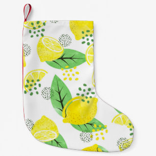 Meia De Natal Pequena Limões de Aquarelas: Design Frutífero
