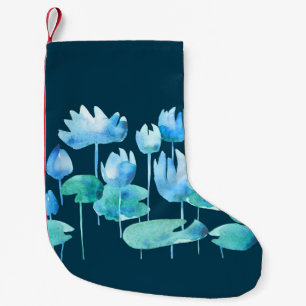 Meia De Natal Pequena Linda aquarela lótus florescendo flores