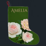 Meia De Natal Pequena Lindas rosas rosa-brancas românticas<br><div class="desc">Rosas rosas brancas e rosadas românticas,  adicione seu próprio nome! - a cor de fundo também é personalizável!</div>