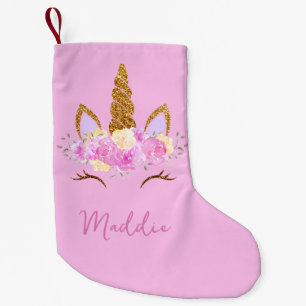 Meia De Natal Pequena Lindo Unicórnio Nome Personalizado