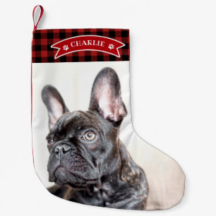Meia De Natal Pequena Lindo Xadrez Vermelho Festivo Foto Personalizada P