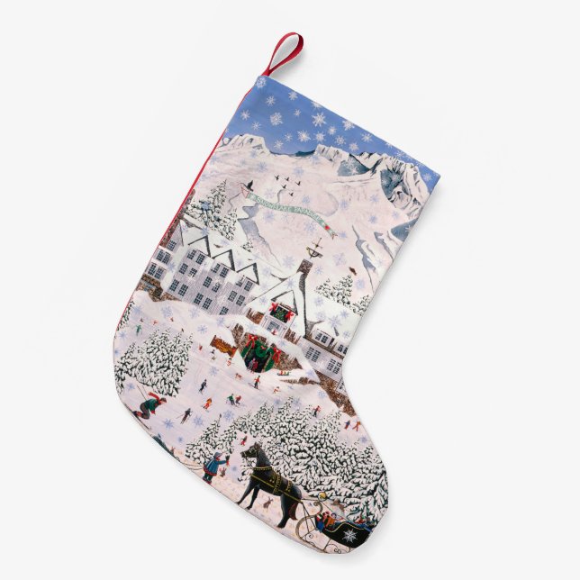 Meia De Natal Pequena Linha de madeira meia (Frente (Pendurada))