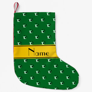 Meia De Natal Pequena Listra verde conhecida personalizada do amarelo do