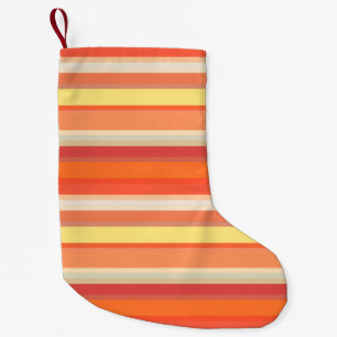 Meia De Natal Pequena Listras laranja vermelhas fofas
