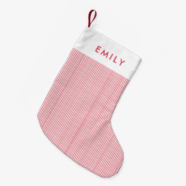 Meia De Natal Pequena Listras Vermelhas Minimalistas Nome Personalizado 