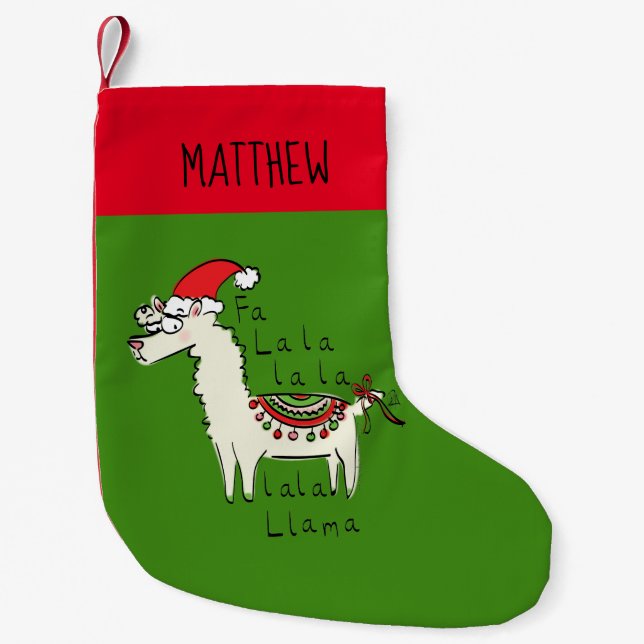 Meia De Natal Pequena Llama Christmas Kids é engraçado (Frente)