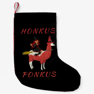 Meia De Natal Pequena Llama Lovers   Honkus Ponkus Witch Riding Lama