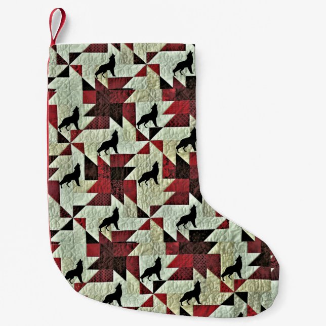 Meia De Natal Pequena Lobo (Frente)