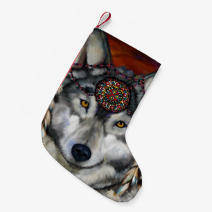 MEIA DE NATAL PEQUENA LOBO CINZA