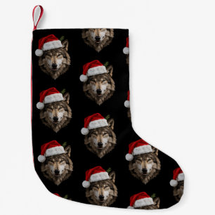 Meia De Natal Pequena Lobo Papai Noel Chapéu Retrato Árvore de Natal