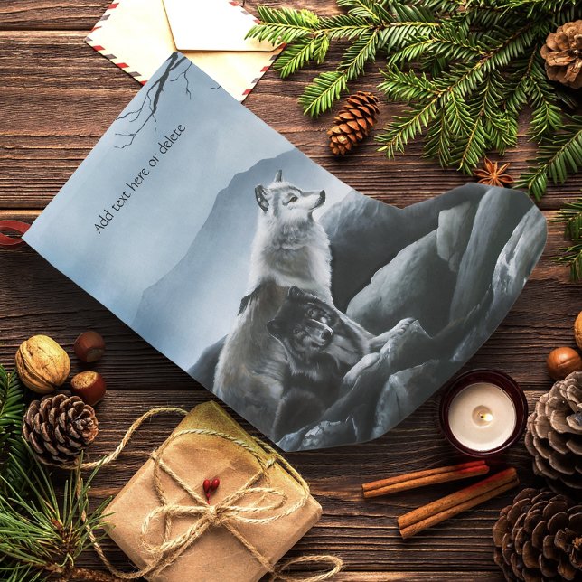 Meia De Natal Pequena Lobos Místicos Guardam Castelo Fantasia Vida Selva (Criador carregado)