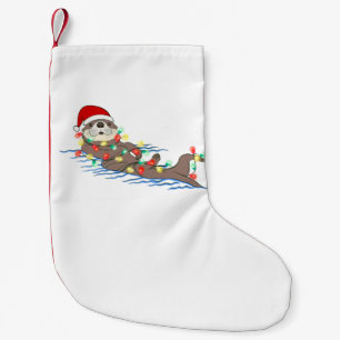 Meia De Natal Pequena lontra santa claus de natal feia
