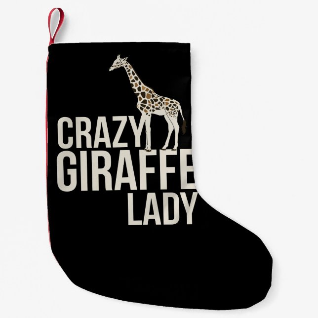 Meia De Natal Pequena Louca Girafa Lady (Frente)