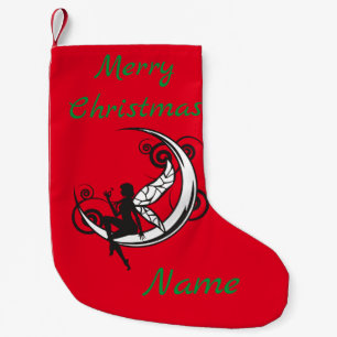 Meia De Natal Pequena Lua Fada Silhueta Thunder_Cove