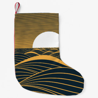 Meia De Natal Pequena Lua-sol estilizada, ilustração do mar escuro.