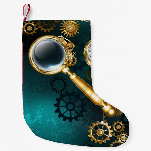 Meia De Natal Pequena Lupa no estilo Steampunk (Frente)